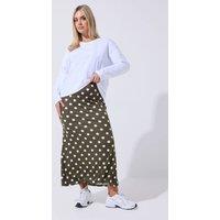 Yours Women's Polka Dot Midi Skirt in Chocolate | Size: 16