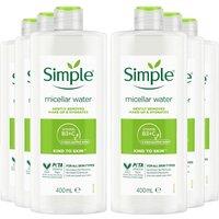 Simple Women's Kind to Skin 'Make-Up Remover' Micellar Cleansing Water, 6 Pack, 400ml in Clear