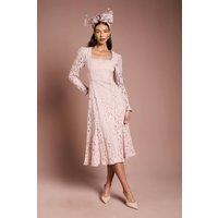 Coast Women's Lisa Tan Lace Full Skirted Dress in Blush | Size: 14