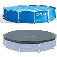 Intex Women's Metal Frame Pool & A Pool Cover - 10FT in Blue | Size: 20kg
