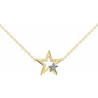 Jewelco London Women's 9ct 2-Colour Gold Twinkle Star 0.9mm Charm Necklace, 17 inch