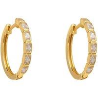 Latelita Women's Classic Baguette Hoop Earrings Gold in White