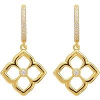 Latelita Women's Open Pointed Clover Flower Drop Earrings Gold in White