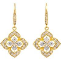 Latelita Women's Pointed Cz Clover Flower Drop Earrings Gold in White