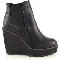 XY London Women's 'Roweena' High Wedge Heel Platform Ankle Boots in Black | Size: 4