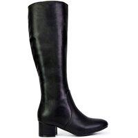 XY London Women's 'Valeria' Zip Up Knee High Boots With Mid Block Heel in Black | Size: 5