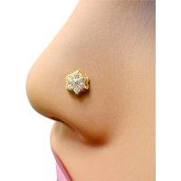 Raina Jewels Women's 22ct Yellow Gold Cubic Zirconia Cluster Floral Nose Stud