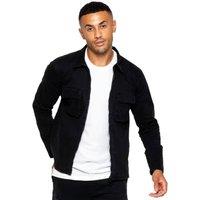 Enzo Men's Cargo Overshirt Jacket in Black | Size: XL