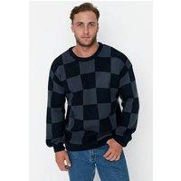 WOVCOR Men's Men's Crew Neck Check Knit Sweater | Size: Medium