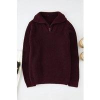 WOVCOR Men's Men's Half Zip Funnel Neck Knit Sweater in Burgundy | Size: XL