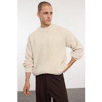 WOVCOR Men's Men's Crew Neck Knit Sweater in Beige | Size: Large