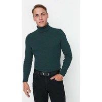 WOVCOR Men's Men's Slim Fit Ribbed Turtleneck Knit Sweater in Emerald | Size: Medium