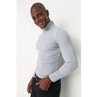 WOVCOR Men's Men's Slim Fit Ribbed Turtleneck Knit Sweater in Light Grey | Size: Medium