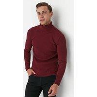 WOVCOR Men's Men's Slim Fit Ribbed Turtleneck Knit Sweater in Burgundy | Size: Medium