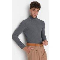 WOVCOR Men's Men's Slim Fit Ribbed Turtleneck Knit Sweater in Grey | Size: Large