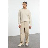 WOVCOR Men's Men's Crew Neck Textured Knit Sweater in Stone | Size: XL