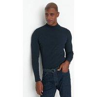 WOVCOR Men's Men's Slim Fit Ribbed High Neck Knit Sweater in Navy | Size: Medium