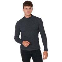 WOVCOR Men's Men's Slim Fit Ribbed High Neck Knit Sweater in Dark Grey | Size: XL