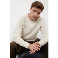 WOVCOR Men's Crew Neck Raglan Sleeve Knit Jumper in Ecru | Size: Small