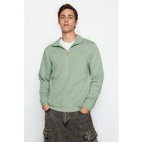 WOVCOR Men's Men's Half-Zip Stand Collar Sweatshirt in Mint | Size: Large