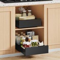 Living and Home Kitchen Metal Pull-Out Cabinet Storage Spice Rack Drawer Organiser in Black