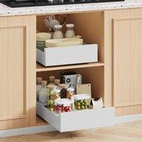 Living and Home Kitchen Metal Pull-Out Cabinet Storage Spice Rack Drawer Organiser in White