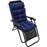 Living and Home 125cm W x 55cm D Waterproof Sunscreen Tri-Fold One-Piece High Back Chair Cushion in Navy | Size: 125 cm W x 55 cm D