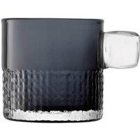 LSA Glass Tealight Holder with Handle 9cm Slate in Grey