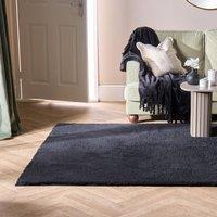 OHS Fluffy Teddy Rug Soft Floor Carpet Non Slip Area Mat in Black | Size: 120 cm x 170 cm