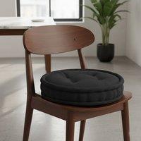 Snug City Teddy Fabric Round Booster Cushion Soft Seat Riser Pad Dining Chair in Black | Size: 45 cm x 45 cm