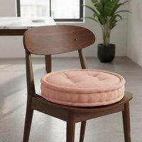 Snug City Teddy Fabric Round Booster Cushion Soft Seat Riser Pad Dining Chair in Pink | Size: 45 cm x 45 cm