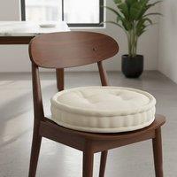 Snug City Teddy Fabric Round Booster Cushion Soft Seat Riser Pad Dining Chair in Cream | Size: 45 cm x 45 cm
