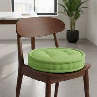 Snug City Teddy Fabric Round Booster Cushion Soft Seat Riser Pad Dining Chair in Green | Size: 45 cm x 45 cm