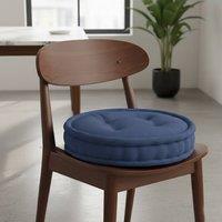 Snug City Teddy Fabric Round Booster Cushion Soft Seat Riser Pad Dining Chair in Navy | Size: 45 cm x 45 cm