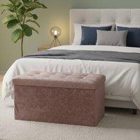 Snug City Crushed Velvet Rectangle Storage Box with Lid Elegant Organizer in Pink | Size: Large