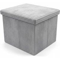 Snug City Corduroy Square Storage Box with Lid Elegant Organizer for Any Room in Silver | Size: Small