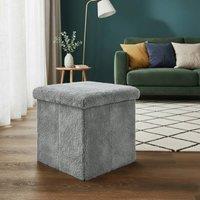 Snug City Teddy Soft Square Storage Box with Lid Elegant Organizer for Any Room in Silver | Size: Small