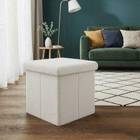 Snug City Teddy Soft Square Storage Box with Lid Elegant Organizer for Any Room in White | Size: Small