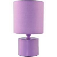 Happy Homewares Modern Glossy Metal Table Lamp with Cotton Fabric Drum Shade in Lilac