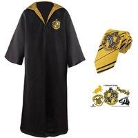 I Love Fancy Dress Harry Potter Costume - Hufflepuff Cloak, Tie & Tattoos in Black | Size: Medium