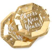 ILFD Group Ltd 10 x New Years Eve Golden Paper Plates in Gold | Size: 6 Pack