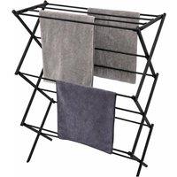 House of Home 3 Tier Clothes Airer 16m Folding Indoor Laundry Drying Rack Black
