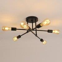 COMELY Sputnik Ceiling Lights, 6-Light Matte Black Flush Ceiling Lights, 52cm