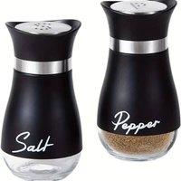 VOGREX Black 2PCS Salt & Pepper Shakers Set with Glass Bottle