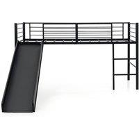 Costway Loft Bed Single Size Kids Ladder Bed Frame w/ Safety Guardrails in Black