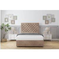 Sloomy Mayfair Naples Divan Bed Set No Drawers With 26 Strutted Headboard in Light Brown | Size: Small Double