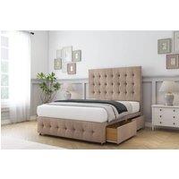 Sloomy Berlin Naples Divan Bed Set 4 Drawers With 26 Strutted Headboard & 12 Matching Footboard in Light Brown | Size: Small Double