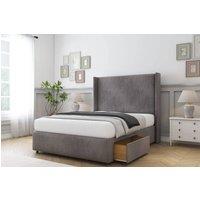 Sloomy Stratford Naples Divan Set 2 Drawers-54 Wingback-Footboard in Grey | Size: Double