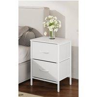 Living and Home Nightstand Bedside Table with 2 Storage Drawers in White