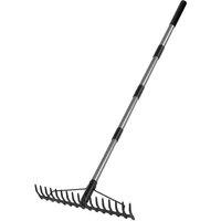 Walensee Heavy Duty Bow Rake with Stainless Steel Handle & 17 Steel Tines in Silver